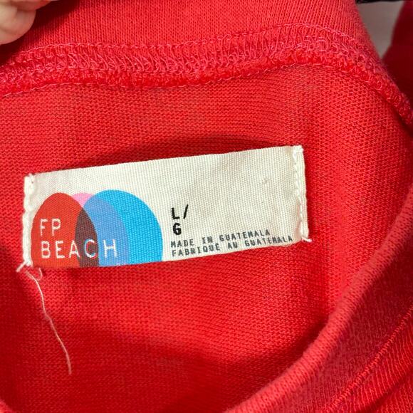 Free People Beach Carrie Midi Dress Atlas Red Large Off Shoulder Cotton Boho - Picture 6 of 6